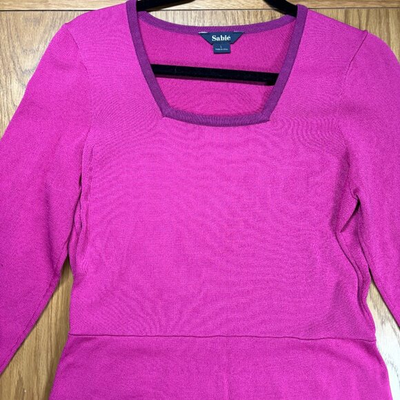 NWT Sabié Pink Knit Long Sleeve Fit & Flare Sweater Dress – Size L - Picture 4 of 7